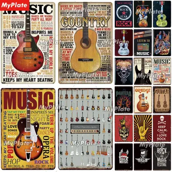 Gitar Metal İşareti Metal Poster Tabela Plak Metal Vintage Duvar Dekor için Bar Pub Rock Kulübü Adam Mağara Ülke Müzik Özel