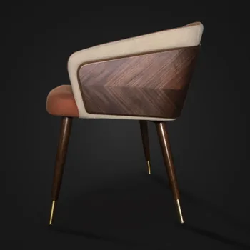 Iskandinav tarzı katı ahşap metal bacak koltuk modern lüks kumaş (deri) Bar Cafe aile yemek sandalyesi
