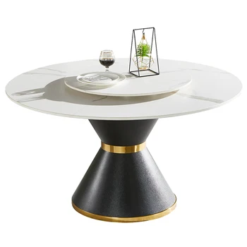 Yemek masası ve sandalye seti İtalyan Ev Küçük Daire Pikap yuvarlak yemek masası yemek masası mobilyası