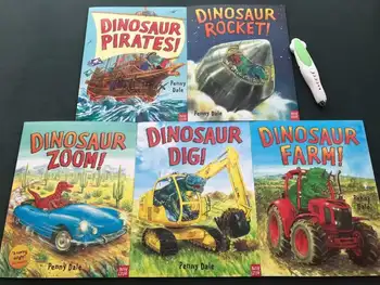 5 Adet / takım İngilizce Resimli Kitap Süper Dinozor Serisi Çiftlik / Zoom / Digi / Roket / Korsanlar