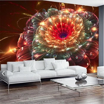 beibehang 3D büyük KTV duvar kağıdı flaş] parlak fantezi çiçekler el-boyalı ev aydınlatma Avrupa ve Amerikan TV zemin