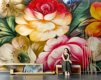 beibehang Özelleştirilmiş soyut çiçek çiçekler iskandinav el-boyalı oturma odası TV arka plan duvar kağıdı duvar kağıtları ev dekor