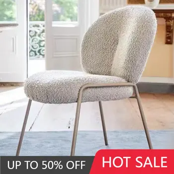 Iskandinav Tarzı yemek sandalyeleri Mobil Minimalist Beyaz Metal Bacak Rahat Sandalyeler Salon Yemek Odası Şezlong Mutfak Ev Mobilyaları