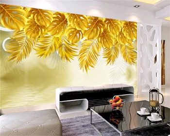 Papel De Parede Özel Duvar Kağıdı Modern Basit Moda 3D Altın Yaprak Oturma Odası TV Kanepe Arka Plan duvar resmi Papier Peint