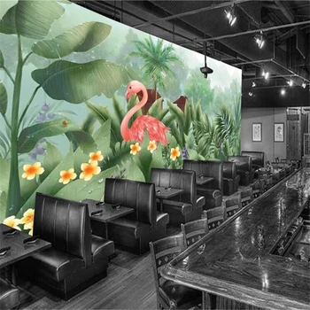 wellyu Özel duvar kağıdı papel de parede Yüzyıl elle çizilmiş tropikal yağmur ormanları çiçekler ve kuşlar arka plan duvar tablosu